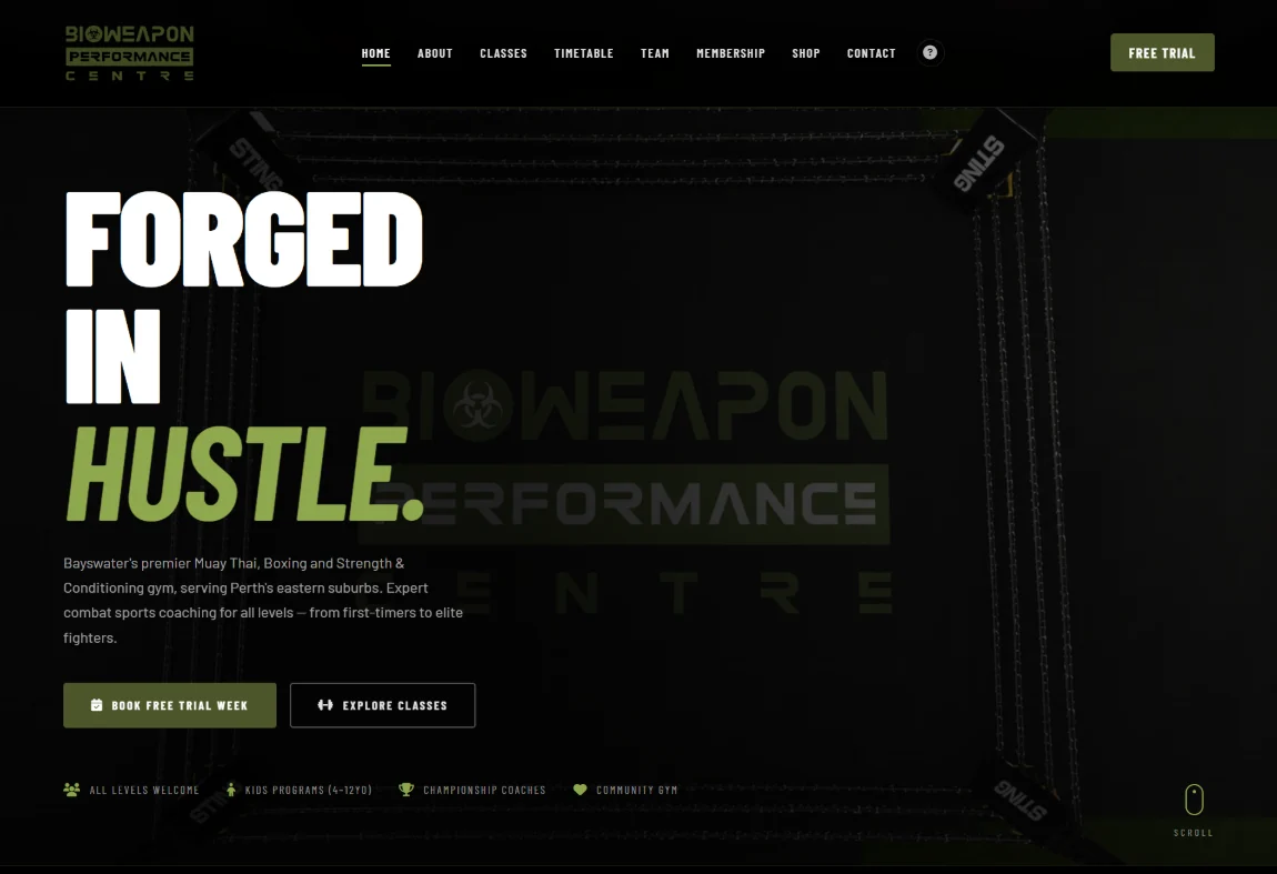 The rebuilt Bioweapon Performance Centre website